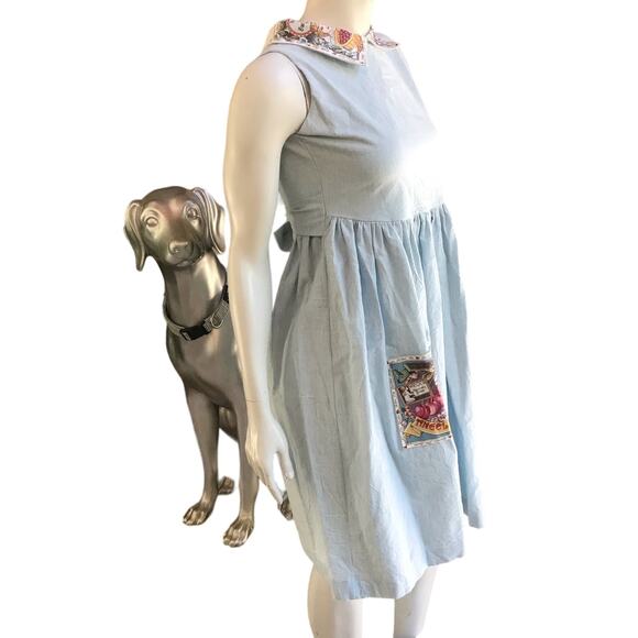 Vintage Posies Women of Maine Farmers Market Cotton Dress w Tie Women's Size 10 - Picture 3 of 13